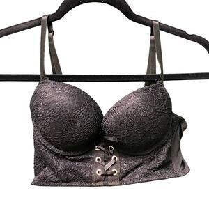 Corset Style Black Lace Bra 34B